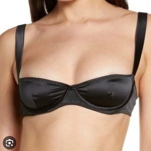 Skims Onyx Woven Shine Underwire Balconette Bra, Size 36C NWT